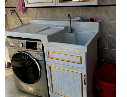 鋁師傅白色全鋁洗衣機(jī)浴室柜裝修效果圖