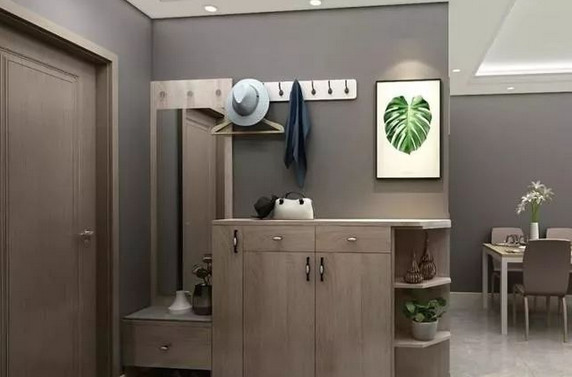 玄關(guān)做成鞋柜+穿衣鏡+收納+換鞋凳好看又實(shí)用